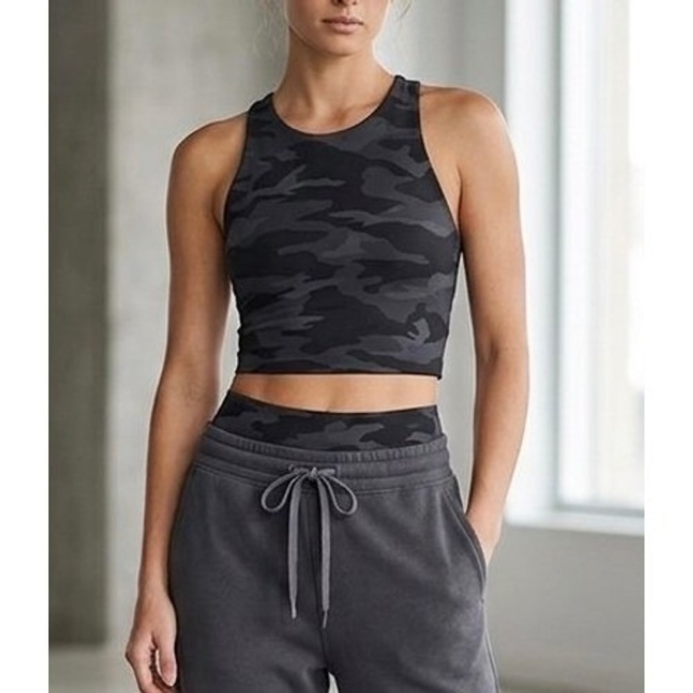 Athleta Womens Conscious Camo Longline Racerback Sports Bra XS Gym Streetwear